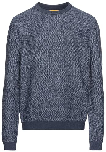 camel active Herren Strickpullover aus einem Baumwollmix Jeans Blau, Menswear-XXL