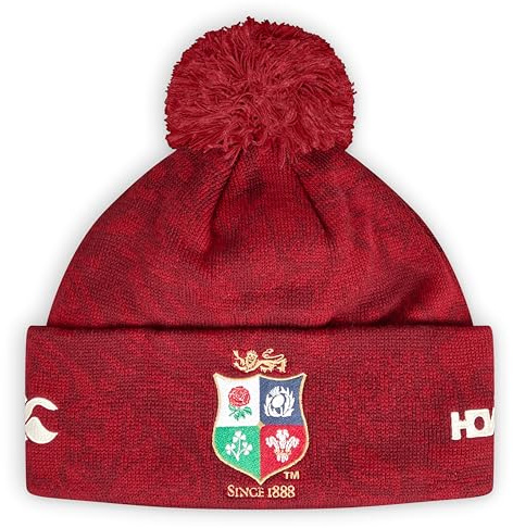 Canterbury Unisex British and Irish Lions Fleece-gefütterter Bommel Hut, Rote Dahlie, Einheitsgröße