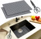 Alfombrilla para fregadero de cocina de acero inoxidable y cerámica, paquete de 2 alfombrillas protectoras para fregadero de cocina con tijeras, drenaje rápido, fácil de limpiar, corte de bricolaje
