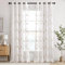 EMEMA Voile Vorhang Wohnzimmer mit Ösen Transparente Blätter Muster Schöne Stickerei Gardinen Fenster Vorhang 2er Set Modern Schlafzimmer Vorhänge Jeder H 245 X B 140 cm Blätter Beige