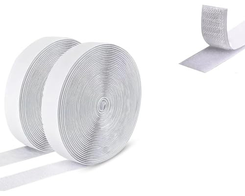 HYSHLC Klettband Selbstklebend,8m x 20mm Extra Stark Doppelseitig Klebende Selbstklebendes Klebepad Flauschband und Hakenband für Moskitonetze, Fenster, Bilderrahmen, Automatten