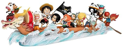One Piece GK Straw Hat Pirates Dragon Boat Anime Figure-11cm Luffiso Los Angeles Chopper Nami Brook Robin Model Doll, PVC Straw Hat Pirates Members Collection Toy Desktop Decoration