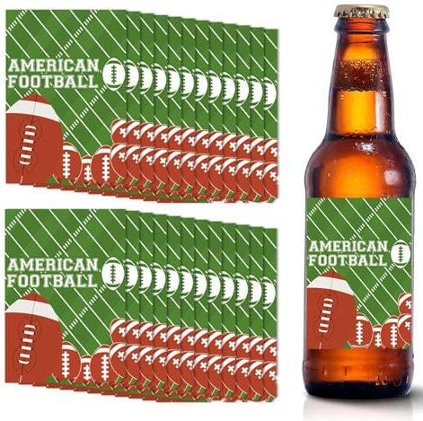 Etiqueta engomada de la botella de agua de fútbol,Etiquetas impermeables para botellas de agua,24 etiquetas impermeables de fútbol americano - Lindas etiquetas para botellas de agua para amantes de lo