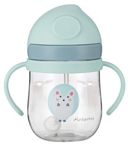 Skeadex Trinkbecher Baby, 360° Auslaufsicher Kleinkind Strohhalmbecher, 250ml Baby Trinkbecher mit Griffen Auslaufsichere, für Baby und Kinder (Blau)