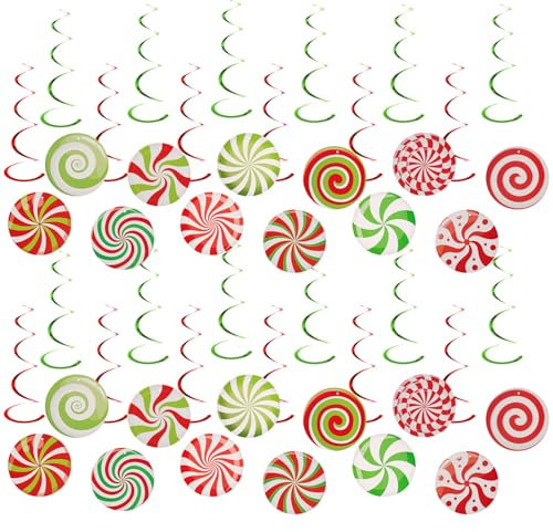 24St Weihnachts Deko Outdoor, Doppelseitig Weihnachts Süßigkeiten Deko Spirale Pfefferminzbonbons Weihnachts Hänge Deko für Draußen Rasen Baum Garten Fenster Türen