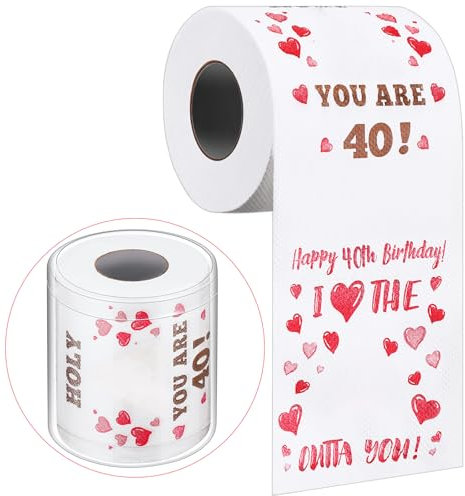 Clabby Lustige Streich-Toilettenpapier-Geburtstagsgeschenke für Frauen und Männer Lustiges Toilettenpapier zum Geburtstag Ideen Scherzgeschenk für Freunde Geburtstag Party Dekorationen(40. Geburtstag)