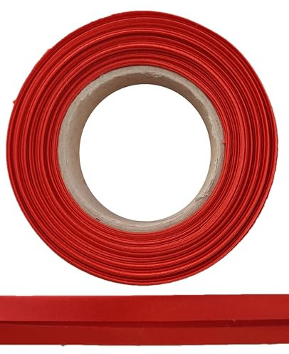 ME:NaMa Schrägband aus Polyester (Satin) - 10 m x 20 mm (gefalzt) - Hochwertiges Einfassband, Satinband, Schrägband - Ideal zum DIY-Nähen - In Belgien hergestellt, auf einer Rolle (Rot)