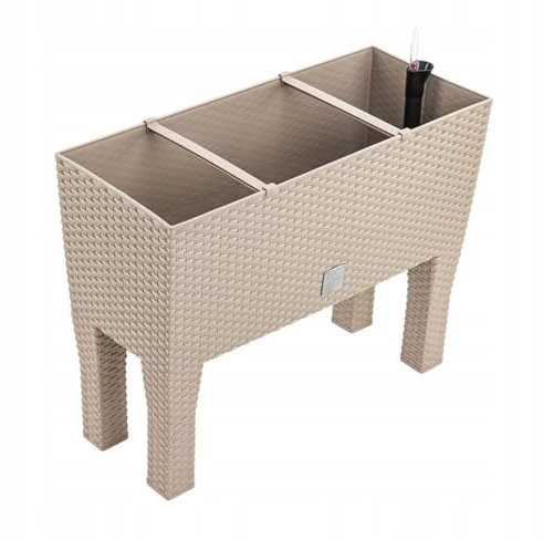 B2C Raised Planter Plant Pot On Legs Rattan Large Look Texture White Anthracite Flower Box 60cm 80cm Home Growing Garden Decoration (Mocca, L 80cm x H 62cm)