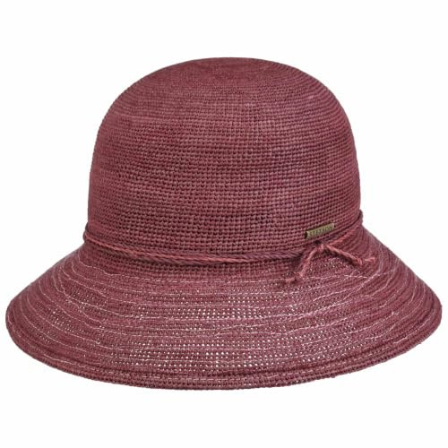 Stetson Crochet Glockenhut Raffia Damen Sonnenhut Strohhut Himbeerrot S (54-55 cm)