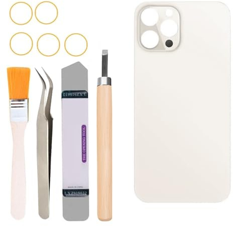 Yuntunele Back Covers Glass Replacement Compatible with iPhone 12 Pro All Carriers with Repairing Tool Kits (Gold)