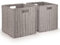 Woodluv Set of 2 Storage Cube Baskets, Wardrobe Organiser Toy Storage Baskets for Shelves, Grey, 30 x 28 x 30 cm