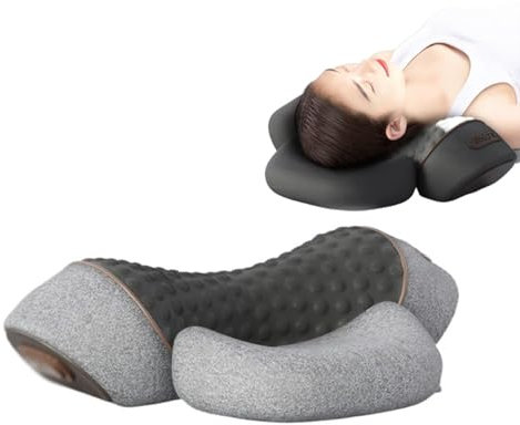 IRCKONCI Memory Foam-Kissen, 3-in-1-Nackenmassagegerät, Schultern, Schlafhilfe, Leicht Zu Korrigierender Nackenbuckel, Tieferes Gewebe-Knetmassagekissen, for Schulter, Körper, Muskelentspannung(Gray)