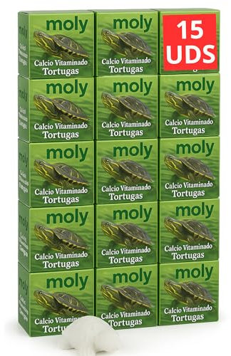 MOLY Packung mit 15 Vitamin-Kalziumblöcken für Wasserschildkröten, Hartmetall-Kalzium-Tabletten mit langsamer Freisetzung für Schildkröten, stärkt die Schale, neutralisiert den pH-Wert des Aquariums