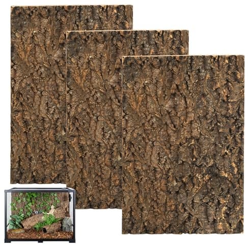WANDGU Korkrinde Rückwand Für Terrarium: 2 Stück Naturlook Rinde, Terrarium Korkrinde, Natürliche Baumrindenoptik, 100% Naturkork Schwarzkork, Korkfliesen Hintergrund für Reptilien Wie Gecko Bartagame