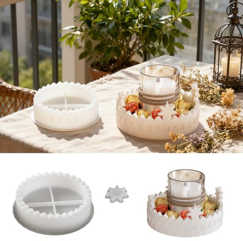 Gießformen Silikon Adventskranz, Gießform Adventskalender, Silikonform Countdown Kalender, Gießform Countdown Kalende,Adventskranz gießform für Weihnachtsdeko Kerzen