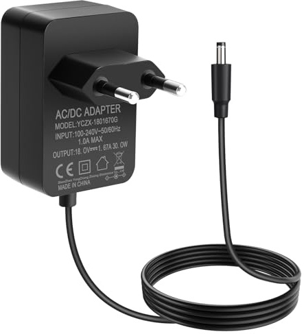 30W Netzteil Ladegerät 18V 1.67A Netzteil für Echo (3./4. Gen), Echo Show 8, Echo Show 10, Echo Show 15, Echo Show (2. Gen.), Echo Plus (2. Gen) Ladegerät, 1.5M Netzkabel-Schwarz