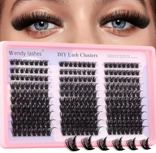 WENDY LASHES Faux Cils Individuel 100D 9-16mm Extension Cils Courbure D | Bouquet Volume Russian Cluster Lash Individual Lashes, pour maquillage des yeux quotidien