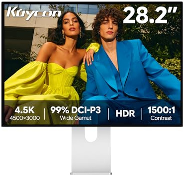 Kuycon P20 28 inch FHD (4500x3000) 4.5K Monitor, IPS, 16.70 Million Colors, 99% sRGB, HDR, 1500:1 Contrast, Eye Care, Anti-Glare (Honeycomb - with Stand)