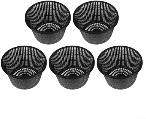 21,1 cm große Kunststoff-Wasserpflanzennetztöpfe, 5er-Pack, Netz-Blumenkorb für Teichpflanzen und Hydrokultur-Systeme, schwarze Kinderkörbe für Garten, See oder Wasserpflanzung