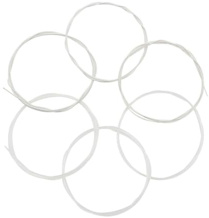Lecreatekit Lot de 6 cordes de guitare classique en nylon pour débutants et enfants, cordon de rechange doux, transparent et blanc avec ton chaud