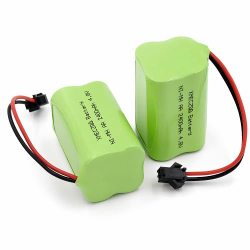 XMECZQQ NI-MH Akku Pack 4,8V 2400mAh 2er-Set, Wiederaufladbarer AA Batteriepack mit SM-2P Stecker, Ersatzakku für RC Auto, ferngesteuertes Spielzeug, Elektrowerkzeug & Haushaltsgeräte