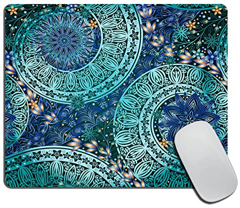 Tapis de Souris Mandalas carrés Vintage Bleus Tapis de Souris d'Ordinateur | Claviers 25x30cm Moderne Tapis Souris Résistant à Usure Mousepad Jeux Bureau