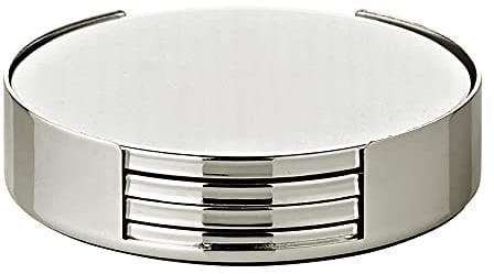 EDZARD Untersetzer Due versilbert, anlaufgeschützt, Durchmesser 9 cm, 4er Set + Halter