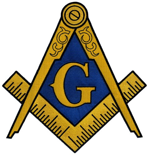 Freimaurer-Logo Aufnäher bestickt Aufbügler Emblem quadratisch Kompass