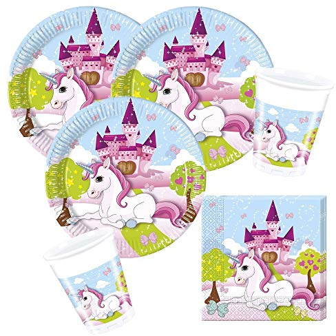 36-teiliges Ensemble de fête Licorne - Licorne - assiette gobelet serviettes pour 8 enfants