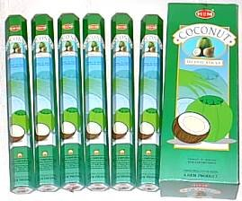 HEM Kokosnuss-Räucherstäbchen (6 Sets à 20 Stäbchen = 120 Stäbchen) mit Räucherstäbchenhalter