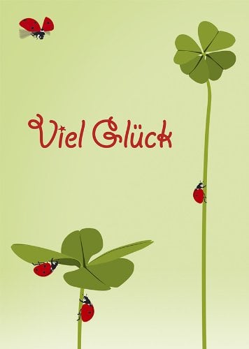 2 Postkarten Glücksklee und Marienkäfer - Viel Glück - 1117-2