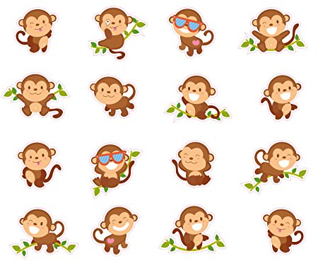 1 x Aufkleber Affen Sticker Set Affe Monkey Kinderaufkleber Geschenk Zoo Fun Gag