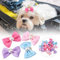 20 Stücke Hundehaarspange Haarschmuck Hund Haarschleifen mit Gummibändern Hunde Punkte Faux Perle Bogen Haar Seil Hunde Haarband Hundesalon Zubehör für Welpen Katzen Kleine Hunde