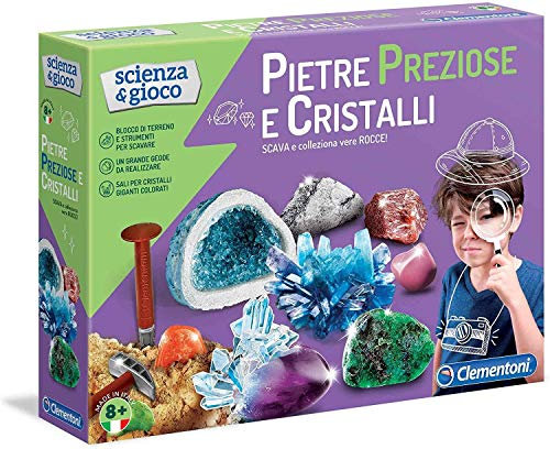 Clementoni- Scienza&Gioco Piedras Preciosas y Cristales, 8+ Años, Multicolor, 38.5 x 7.8 x 28.5 cm (19122)
