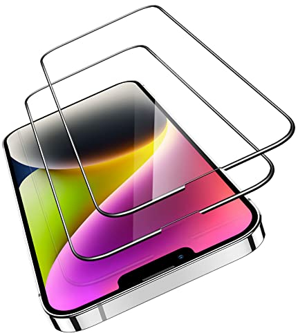 ESR Armorite Verre Trempé pour iPhone 14 Plus/iPhone 13 Pro Max, Résiste à 50 Kg de Force Appliquée, Vitre Protection écran, Cadre D'installation Facile, Protège Haut-Parleur, Lot de 2