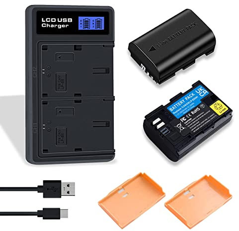 2 Pack LP-E6NH LP-E6 Battery with USB C Dual Battery Charger Compatible with Canon EOS 5D Mark IV, EOS 5D Mark II, EOS 5D Mark III, 7D Mark II, 7D Mark III, EOS 5DS, EOS 6D, EOS 7D, EOS 70D, EOS 90D