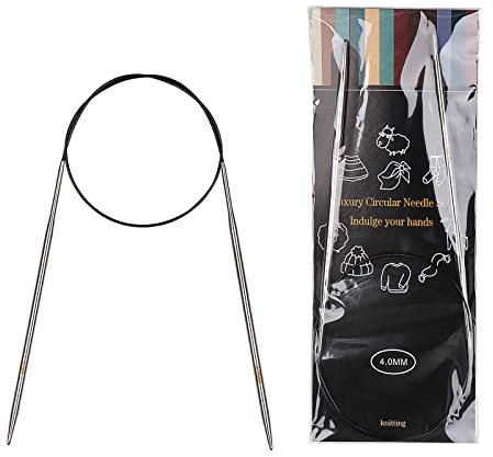 Aeelike 65 cm Rundstricknadel Set, 4,0 mm Edelstahl Rundstricknadeln mit Farbiges Stahlseil, Metall Rundstricknadeln Set, Ergonomische Stricknadeln Rundstricknadel für Anfänger, Kinder, Profis