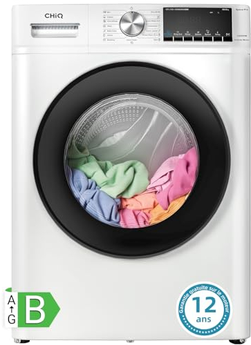 CHiQ CFL100-14586IM3XBW Waschmaschine Frontlader/ 10 kg/15 Min Schnellwasch/AI Smart Wash/Schlankes Design/Inverter-Motor/Dampffunktion/große Trommel/Kindersicherung/Weiß