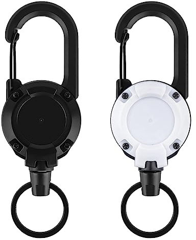 SAVITA 2pcs Tactical Keychain, Outdoor Retractable Wire Rope Keychain Heavy Duty Luya Tactical Keychain Carabiner Multitool Keychain for Camping, Fishing, Hunting (Black, White)
