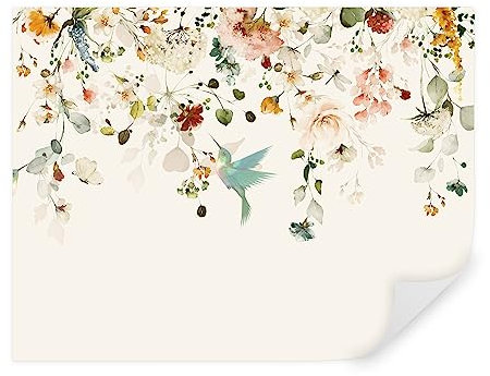 Tapeko Papier Peint Panoramique Fleurs 360x250 cm style Fleurs épanouies et Oiseaux Papier Peint intissé pour Chambre Salon Décoration Murale u59610