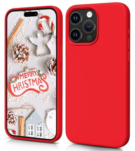 HiiVeet Silicone Case Designed for iPhone 15 Pro Case 6.1 Inch, Soft Ultra Slim Protective Shockproof Liquid Silicone Phone Case Cover with Anti-Scratch Microfiber Lining,Red