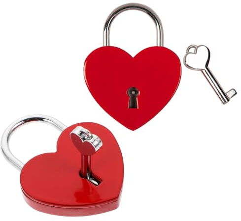 Serrure Coeur,2 pièces Cadenas Cœur Cadenas D'amour Cadenas en forme de cœur avec clé pour la Saint-Valentin,Mariage,Anniversaire,Boîte à main (Rouge)