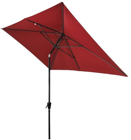 Sombrilla cuadrada de jardín de 6.6 x 6.6 pies con inclinación para mesa de mercado al aire libre, sombrilla de patio con manivela y 6 varillas para piscina, balcón, sombrilla cuadrada grande para