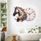 Moderne große Wanduhr mit Pferdemotiv XXL Oberfläche aus Kristallporzellan Uhr 3D Tier Wall Clock Dekoration Design für Wohnzimmer, Schlafzimmer (D)