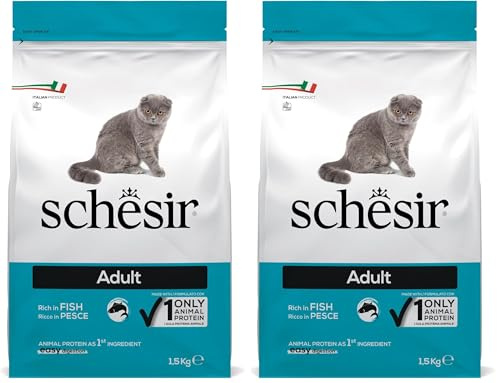 Schesir, Cibo Secco per Gatti Adulti Linea Mantenimento al Gusto Pesce, Crocchette - Formato Sacco da 1,5 Kg (Confezione da 2)