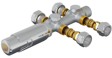 HAGO 24 | Válvula termostática para radiador, conexión central de 50 mm, universal, cromo, forma de esquina, forma de paso, hidrosensor, sensor de líquido, protección contra heladas, 5 niveles