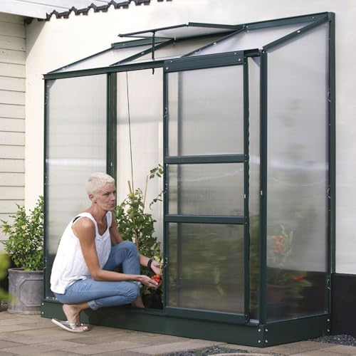 Vitavia Anlehn-Gewächshaus Ida 1300, smaragd grün, 1,3 m², 4 mm HKP | Wetterfestes & stabiles Wand-Gewächshaus zur Pflanzenanzucht | Ideales Treibhaus für Gemüse, Kräuter & Blumen