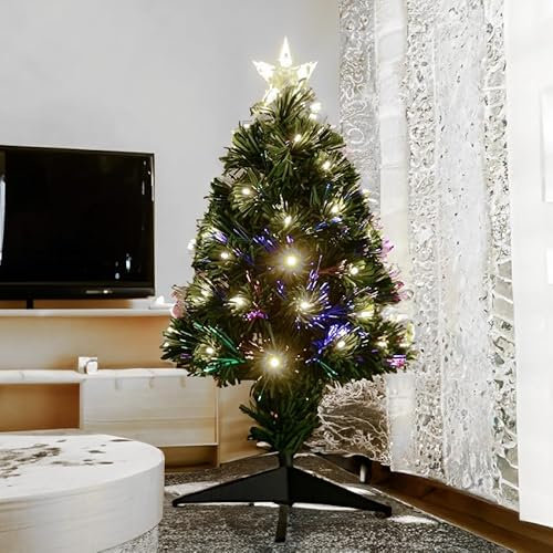Brightium Árbol de Navidad de Fibra óptica 90 cm, Unicolor