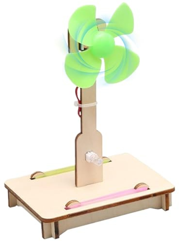 Muzrunq Windmill Kit, Wooden Wind Turbine Generator Kit, Mini Teaching Generator Kids Building for Kids DIY Educational Physics Experiment Auto Tools Kid Toys