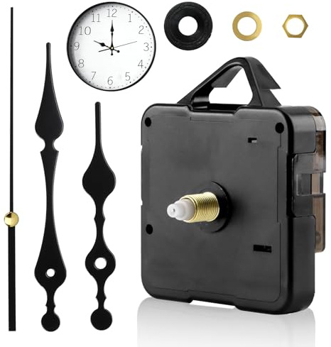 kcrnw Clock Mechanisms Battery Powered Kit with Hands Silent Quartz Clocks Mechanism High Torque Clock Movement Replacement Battery Wall Watch for DIY Repair, Home Office Kitchen, Black